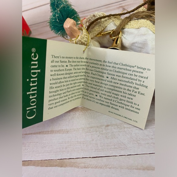 1992 Possible Dreams Clothtique Santa Ornament Holding Bottle Brush Tree W/BOX - Picture 9 of 11